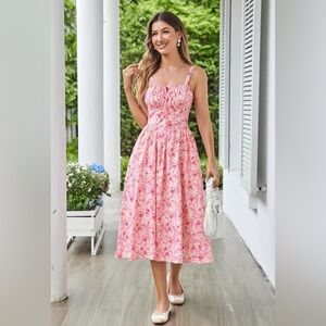 ✨Scarlet Darkness Floral Printed Corset Cami Dress Flowy Sundress Size M